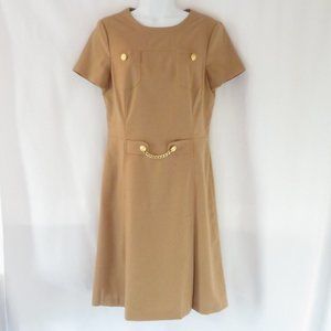 J. McLaughlin Tan Light Brown Chain Style Short Sleeve Dress Size 6